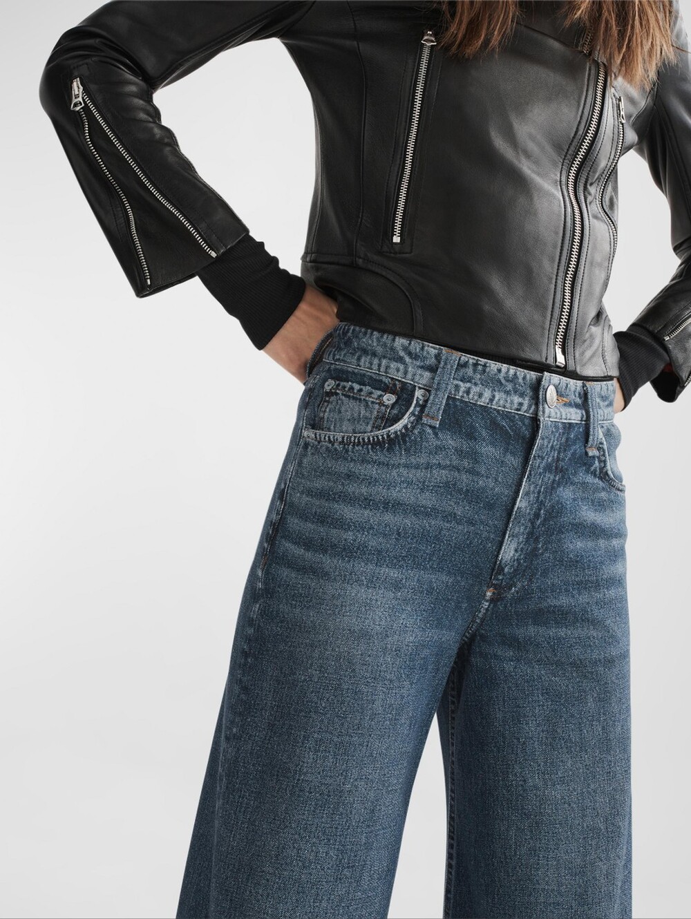 rag & bone Miramar Sofie Cotton Terry Wide-Leg Jeans 29 - Picture 3 of 10
